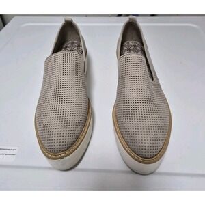 DKNY Bari Perforated Platform Loafers Sneaker Beige Gray Preppy Size 9M